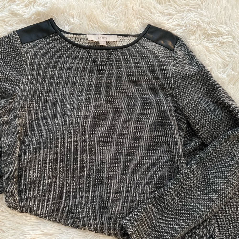 XS Loft sweatshirt dress with leather detail